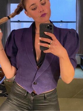 Emanuel Ungaro Deep Purple Jacket with Black Trim